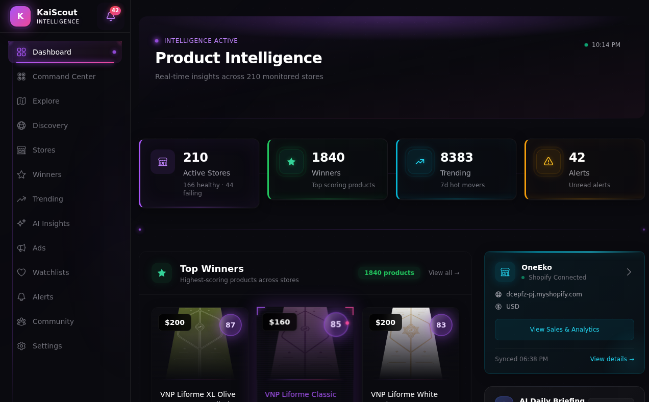 KaiScout — product intelligence dashboard