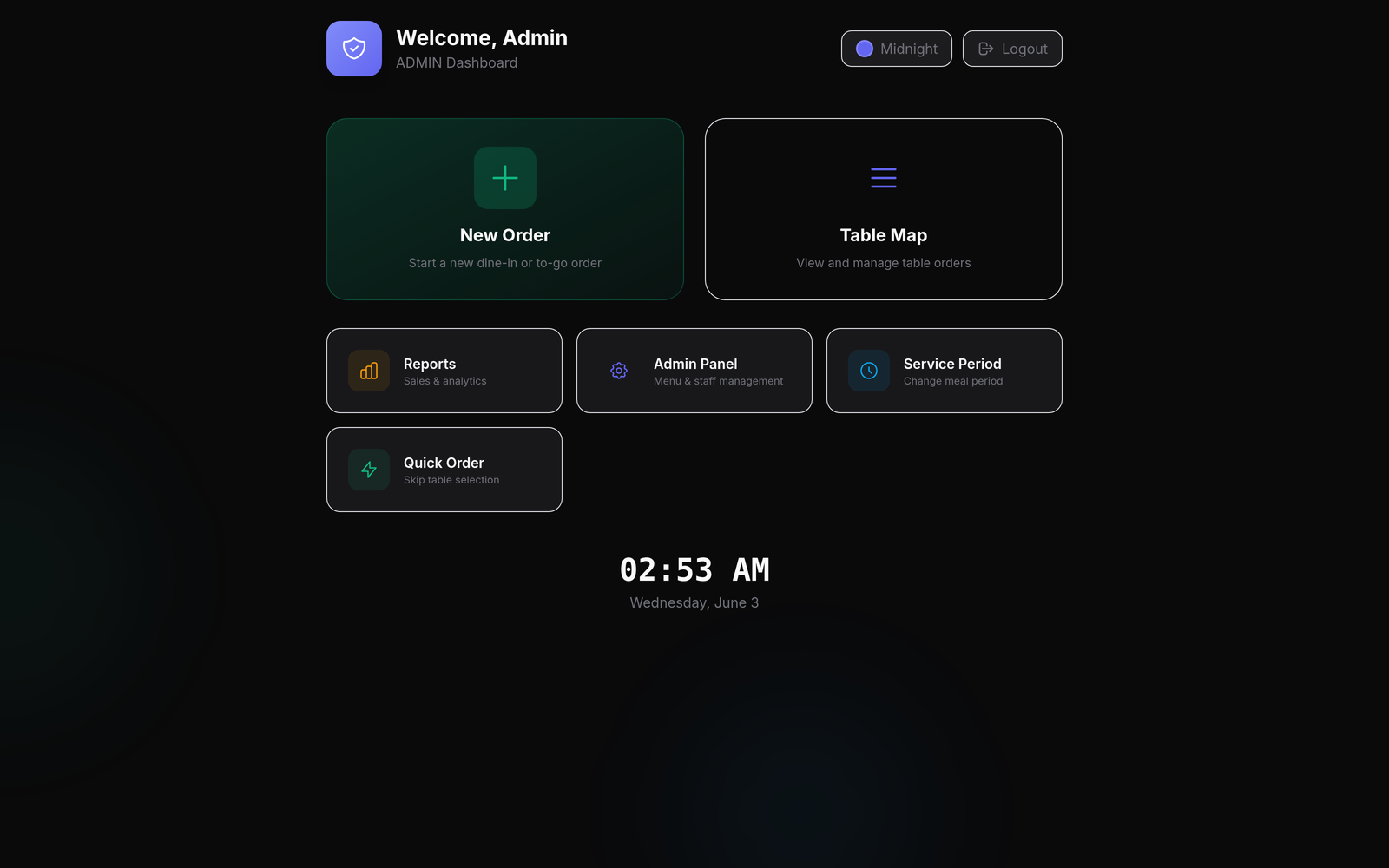 Restaurant POS — staff dashboard