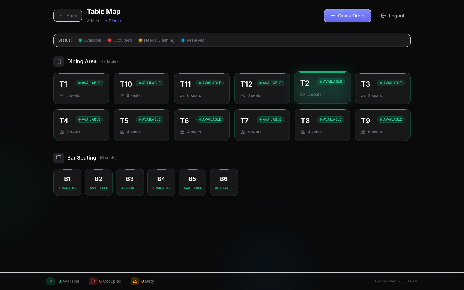 Restaurant POS — table floor map